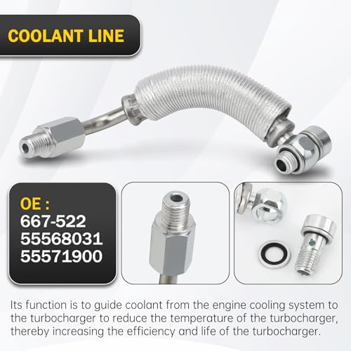 Turbo Oil Return Drain and Oil Feed Pipe Fits for 2013-2018 Buick Encore, 2011-2020 Chevy Cruze Sonic Trax, Turbocharger Line Repair Replaces# 55587854 55592600 55568031 55567067