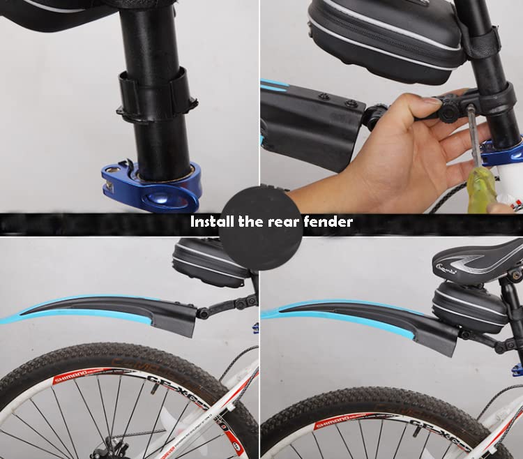 BlueSunshine Adjustable Road Mountain Bike Bicycle Cycling Tire Front/Rear Mud Guards Mudguard Fenders Set (All Black) - color: All Black