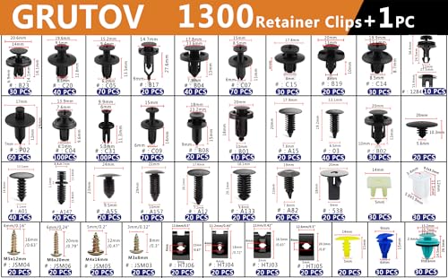 1301PCS Car U Clips with Screw Assortment Kit Automotive Plastic Fasteners Push Pins Assortment with Remover Car Bumper Fender Clips Kit for Honda Ford Toyota GM Chrysler BMW Benz Nissan Subaru - size: 1301CS-Red