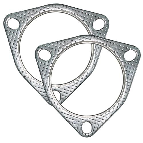 3.5 Inch Exhaust Gasket 3-Bolt Flange 89.5mm Graphite w/Fire Ring 2 Pcs - size: 3.5 in