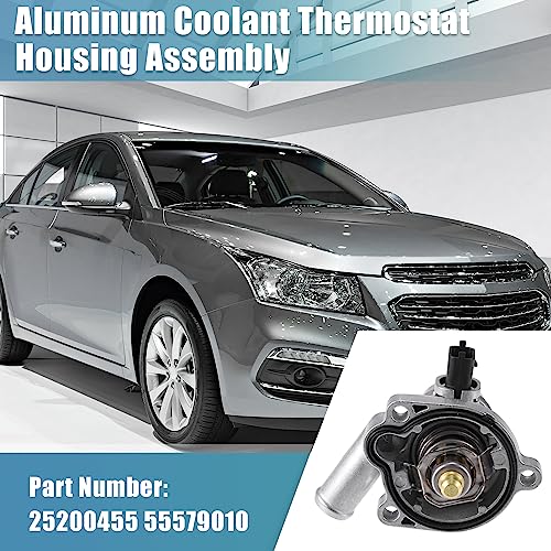 X AUTOHAUX NO. 25200455/55579010 알루미늄 엔진 냉각수 온도 조절기 하우징 급수 어셈블리 쉐보레 크루즈 소닉용 뷰익 앙코르 통합 온도 조절기 하우징, 개스킷 포함