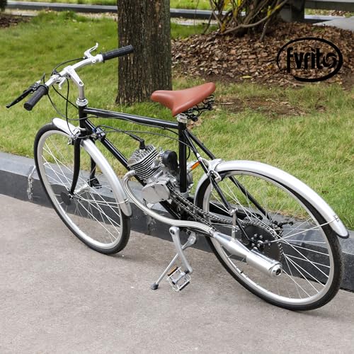 FVRITO Viper Flexible Exhaust Muffler Pipe Silencer with Hardware for 2 Stroke 49cc 60cc 66cc 80cc 100cc Engine Gas Motorized Bicycle Motor Bike Parts Silver - color: Silver