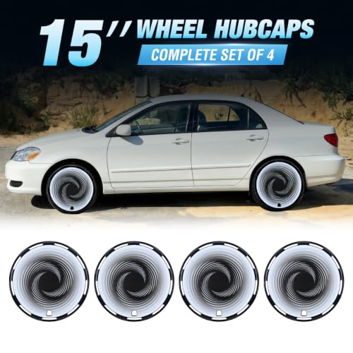 Winjet 15 Inch Set of 4 Aero disc Full Coverage Wheel Covers Replacement R15 Hub Caps,Auto Tire Replacement Exterior Cap,Universal Wheel Rim Cover Snap On Car Truck SUV (15 in,Black-Cloud Flow) - color: Black-Cloud Flow, size: 15 INCH