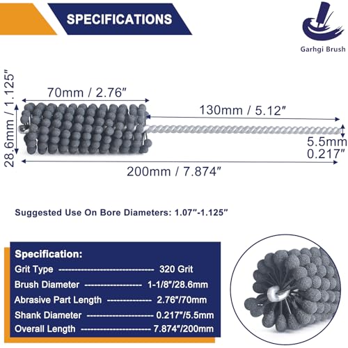 Garhgi 1-1/8 Inch (28.6mm) Cylinder Hone with 320 Grit SC Ball - size: 1.125"(28.6mm), style: 320 Grit