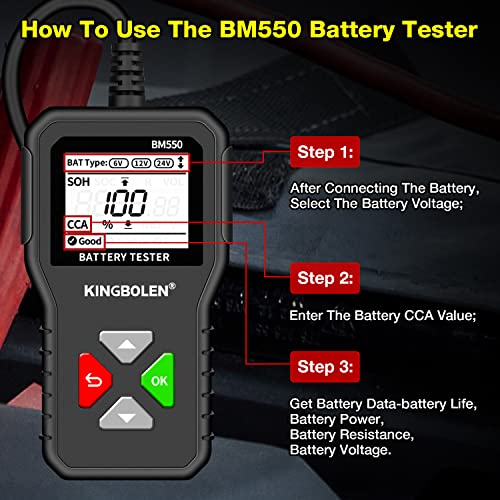 KINGBOLEN BM550 6V 12V 24V Car Battery Tester,Auto Battery Analyzer - style: BM550 battery tester