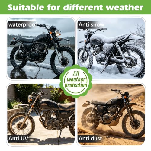 KALINCO Motorcycle Cover, 600D Waterproof Outdoor Motorcycle Cover, All Weather Rain Sun Snow Protection with Lock-Holes Motorcycle Tarp with Night Reflective Strips & Storage Bag - size: XXXL