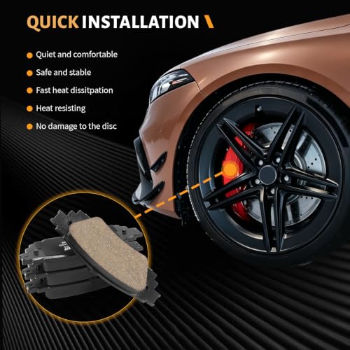 D1879 Rear Ceramic Brake Pads Kit Fit For Lexus ES250 2021-2025, For ES300h 2019-2025, For ES350 2019-2025, For RX350 2016-2022, For RX350L 2018-2022, For RX450h - size: HZ1879