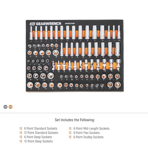 GEARWRENCH 89 Piece 1/4” Drive Master Metric Socket Set | GWMSSKT14MM