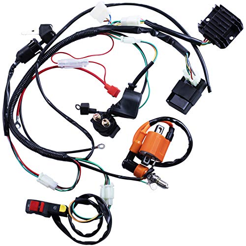 Full Electrics Wiring Harness Coil Ignition Switch CDI Solenoid Relay Spark Plug for 4 Wheelers Stroke ATV 150cc 200cc 250cc Quad Bike Buggy Go Kart by OTOHANS AUTOMOTIVE