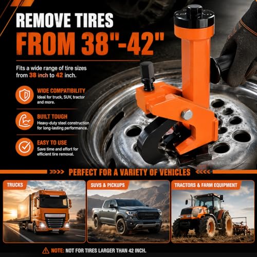 Pneumatic Tire Bead Breaker - Heavy Duty Bead Buster for Tractor & Farm Tires, On-Wheel Maintenance Tool with Dual Set Screws for Secure Grip, Works on Cars, Mowers, ATVs & RVs - color: Orange