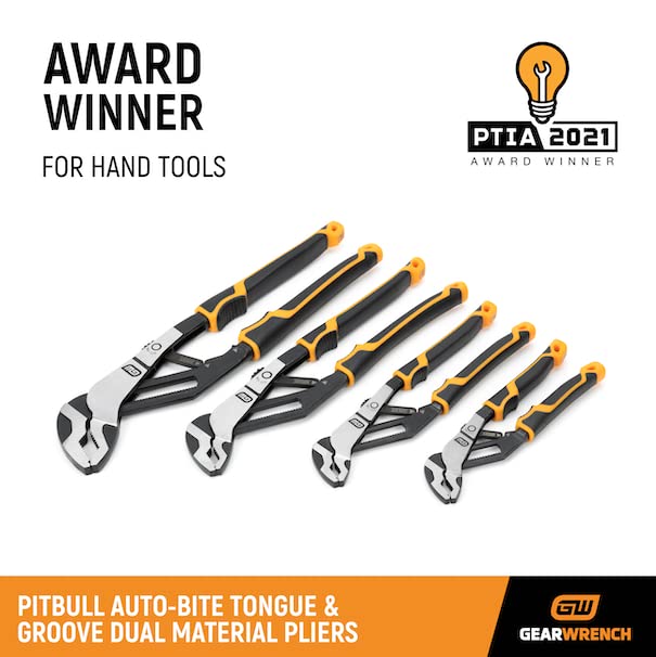 GEARWRENCH 4 Pc. Pitbull Auto-Bite Tongue & Groove Dual Material Pliers with K9 Jaws - 82594C - size: 4 Piece, style: Auto Bite Set