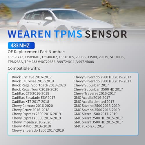 4 Pack TPMS Sensor 433MHz Compatible Chevy Silverado Cruze Malibu Impala