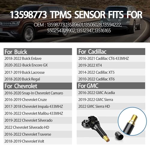 TPMS 433MHZ Tire Pressure Sensor for Chevrolet/Buick/Cadillac/GMC 4 PCS - color: 13598773(4PCS)