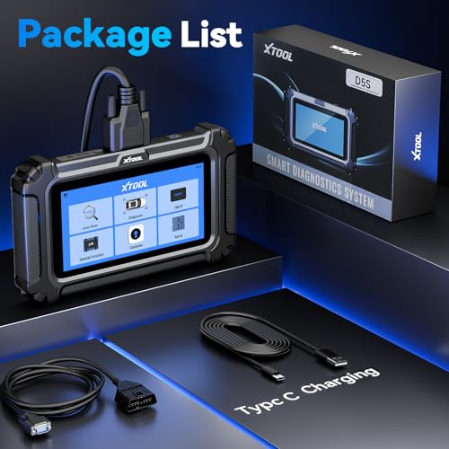 XTOOL D5S OBD2 Scanner, 16 Resets, Engine ABS SRS Transmission Scan Tool