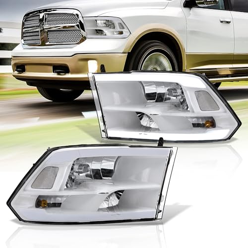 AJP Distributors White Housing Clear Lens LED DRL Driving Headlights Bumper Corner Turn Signal Lamps Assembly Pair Compatible/Replacement For Ram 1500 2500 3500 4500 5500 09 10 11 12 13 14 15 16 17 18
