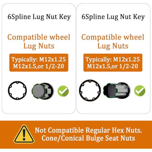 2PCS Small 6 & 7 Spline Lug Nut Socket-Tuner Socket Tool