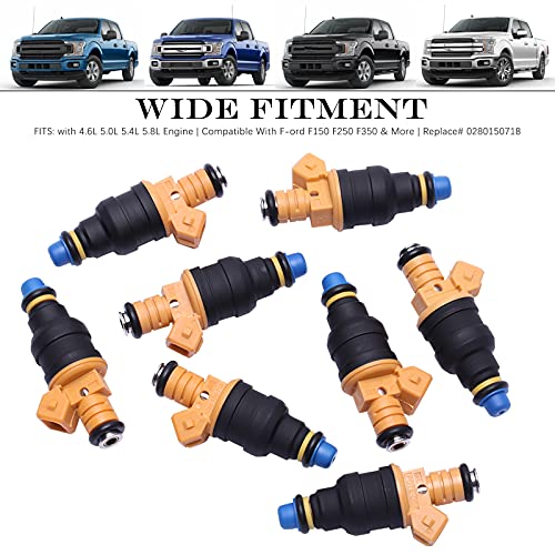 Fuel Injector Set of 8 | 4.6L 5.0L 5.4L 5.8L Engine | Compatible With F-ord F150 F250 F350 & More | Replace# 0280150718