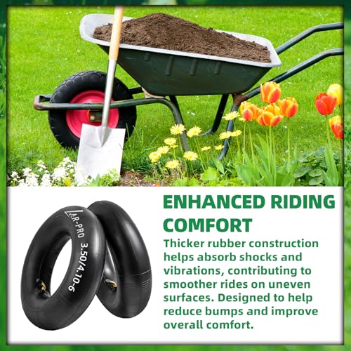 AR-PRO 3.50/4.10-6 (13 x 4.00-6) Replacement Inner Tubes for 6-Inch Rim Tires with TR-87 Bent Valve, Heavy-Duty Inner Tubes for Lawn Mowers, Wheelbarrows, Hand Trucks, Dollies – 2 Pack - size: 13x4.00-6,TR-87