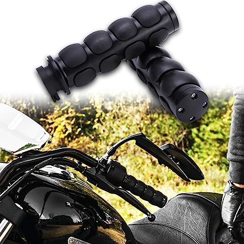DREAMIZER Universal Motorcycle Hand Grips with Black Non-Slip Rubber for Harley Honda Yamaha Suzuki Kawasaki - color: Black-A