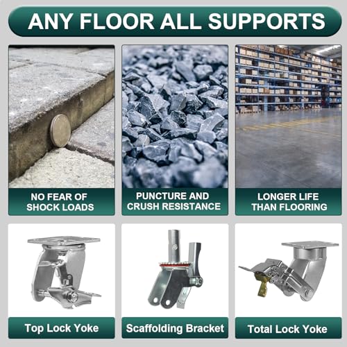 5" x 2" Industrial Casters, Steel Cast Iron Wheel - Heavy Duty Caster -Set of 4 Caster with 4000 lbs Capacity, Roller Bearing-1/2" Bore, Replacement Wheel for Platform Trucks(4 Pack) - style: 5"×2"