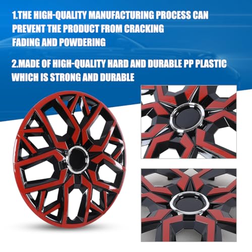 Winjet 17 Inch Universal Hubcaps Set of 4,Steel Wheel Rims Cover PP Material Universal Wheel Cover Replacement R17,Auto Tire Replacement Exterior Cap (17 Inch,Black Lacquer & Red Lacquer) - color: Black Lacquer & Red Lacquer(5181-RB-17), size: 17 inch