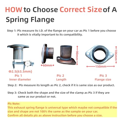 Exhaust Flex Spring Flanges 100% 409L Stainless, Spring Joint For Aftermarket (2.5"X6") - size: 2.5"X6"
