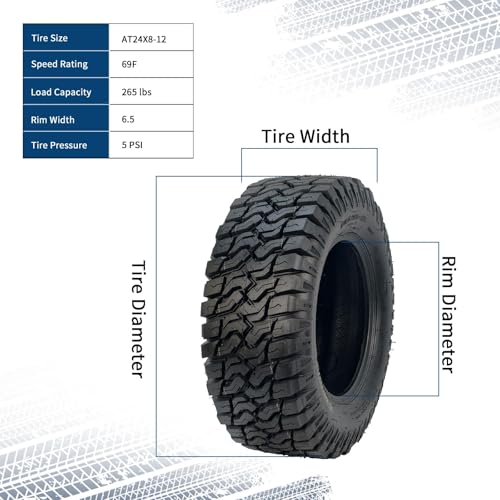 Garvee 2 Pack 24x8-12 ATV UTV Tires 4-Ply All-Terrain Tubeless Tires for Daily Work, Hunting & Recreational Riding on ATV, UTV, Quad and 4 Wheeler - size: 24X8-12, style: Pattern A