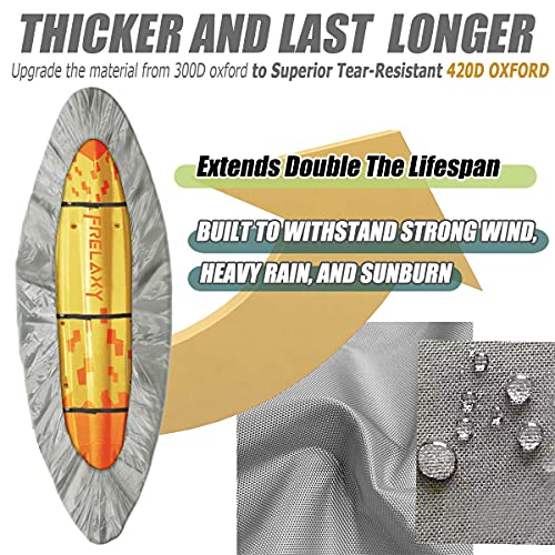 Frelaxy 420D Kayak Cover, Heavy Duty Waterproof UV Resistant Kayak Covers for Outdoor Storage, Ultra Strong Canoe Storage Dust Cover, Great for Indoor & Outdoor 9.8-13.5ft - size: M (For 10.8-12ft kayak)