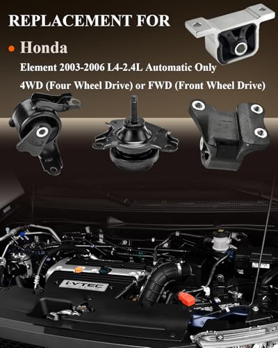 Engine Motor Trans Mount Kit for Honda Element 2003-2006 L4 2.4L - style: Set of 4 for Honda Element 2003-2006 L4 2.4L