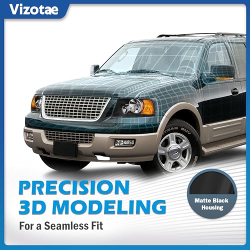 Headlights W/Bulbs for 2003-2006 Ford Expedition - color: Black | With High & Low Beam Bulbs