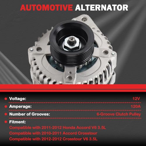 11600N Alternator Compatible with 2011-2012 Honda Accord 3.5L - color: 2011-2012 Honda Accord
