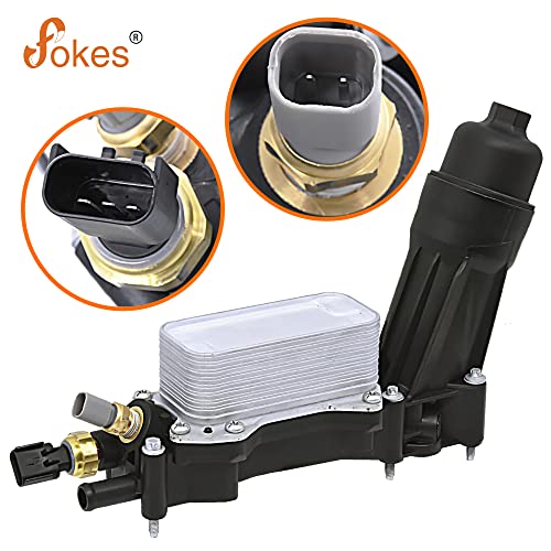 FOKES Engine Oil Cooler and Oil Filter Housing Adapter gaskets Sensor Kit Compatible with 2014-2017 Chrysler 200/300 Dodge Journey Jeep Wrangler Ram 3.6L Replace# 68105583AF 68105583AA - size: 68105583AF 2014-2017