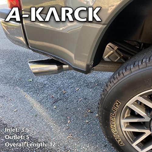 A-KARCK Exhaust Tip 3.5 Inch Inlet, 3.5” Inlet 5" Outlet 12" Long Stainless Steel Polished Finish Tailpipe Tip, Bolt On Design - size: 3.5" Inlet 5" Outlet 12" Long, style: POLISHED