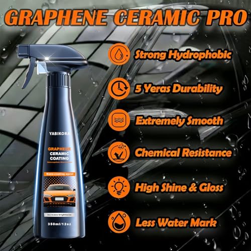 Ceramic Coating for Cars, Waterproof Auto Paint Coating - Graphene Infused, Scratch Resistant & High Gloss Auto Paint Sealant, Easy 1-Step Spray Application