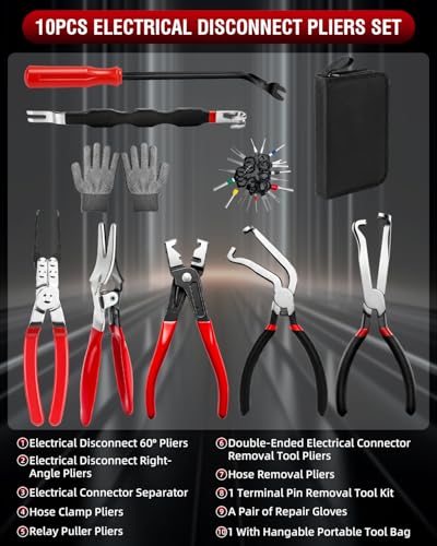 10-Piece Electrical Disconnect Pliers Kit for Cars - size: 10Pcs