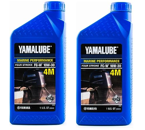 Yamaha Yamalube Marine 4M Mineral Based 4-Stroke Outboard Engine Oil- 2 Quarts, #LUB-10W30-FC-12 - size: 2 Quarts