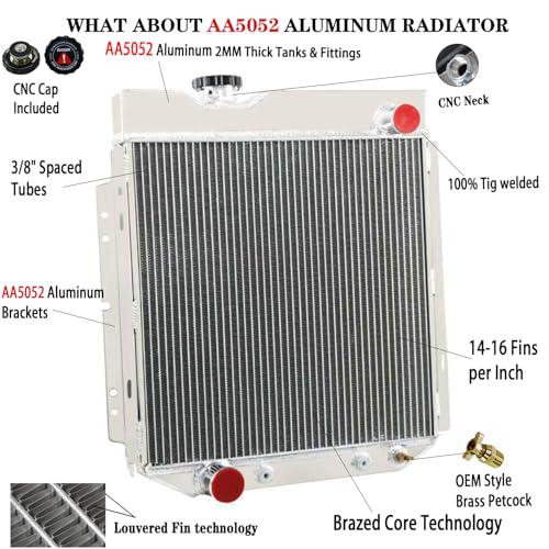 1965 66 1966 Mustang Radiator For 60-66 Ford Falcon Mustang Mercury Comet - size: 3 Row Radiator w/CNC Cap