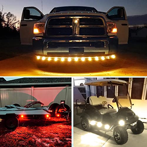 Nilight 30 PCS 3/4" Round Clearance Light LED Front Rear Side Marker Lights - color: 30Pcs Amber Red White