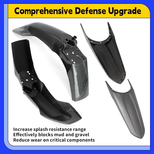 E-Bike Front and Rear Fender Compatible with Tuttio Soleil 01 Electric Dirt Bike Mud Guard Replacement for Tutti Soleil01 Electric Off-Road Motorcycle Mudguard, Carbon Fiber Texture, 2Pcs