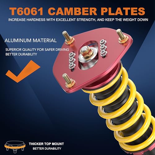 KUIPERAUTO Coilovers Lowering Struts Compatible with 2000-2006 Toyota Celica GT GTS Shocks Height Adjustable Suspension Coil Spring Lowering Kit Front Rear Yellow - size: 2000-2006 Toyota Celica