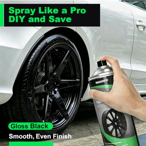 NADAMOO Gloss Black Spray Paint for Wheels - color: Glossy Black, size: 13 Ounce (Pack of 2)