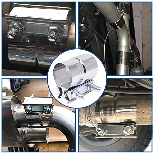 Exhaust Pipe Clamp 3.0 Inch Butt Joint Exhaust Clamp for 3" ID to 3" OD Pipe with Seal Band Clamp Sleeve 3 Inch Width 304 Stainless Steel (2PCS) - color: 3.0 in - 2 Pcs