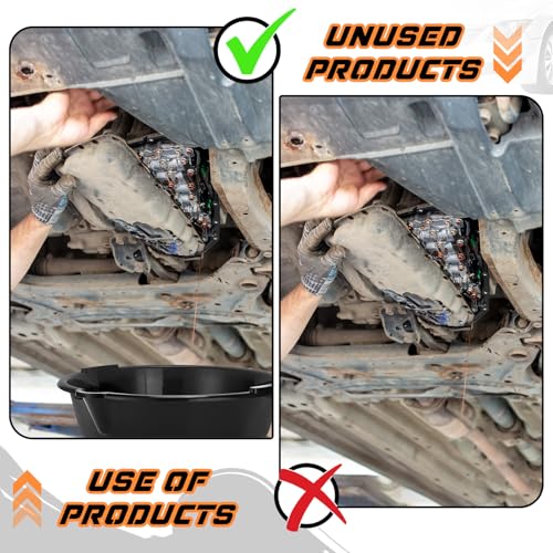 Gisafai 4 Pcs 2 Gallon/ 8 L Round Oil Drain Pan Motor Oil Drip Catcher Pan Reusable Plastic Oil Catch Pan for Wheels Truck and Trailer Wheel, Black
