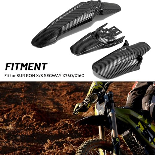 XINGWU Front Rear Fender Set for Surron Light Bee X/S Segway X160/X260 Electric Dirt Bike Fender Shock Fender for Ebikes Surron Parts Carbon Fiber Style Whole Kit - size: Whole Kit, style: Carbon Fiber Style
