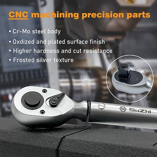 SuZhi 1 Inch Drive Torque Wrench 200-1200 FT.LB / 271-1627 N.M/Aluminum Alloy handle & Cr-Mo Material Head, Heavy Duty, Professional,Dual Direction, Store in Solid Case - size: 1'' 1 pc