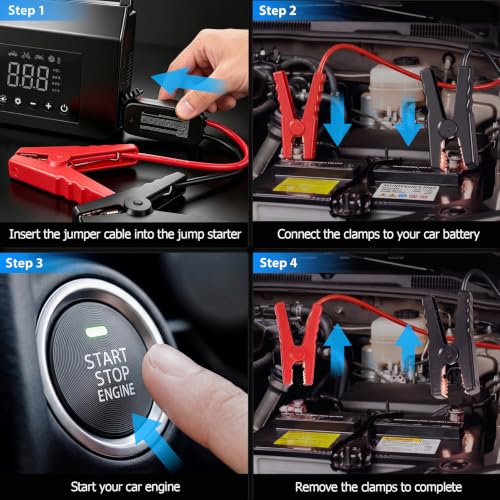 Car Battery Jump Starter with Air Compressor, 4000A Tire Inflator Portable