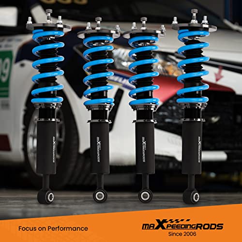 maXpeedingrods Coilovers for Lexus LS430 2001-2006, for Toyota Celsior 2000-2006, 24 Levels Damping Adjustable Coilovers Suspension Kit, Height Adjustable Shock Absorber T6 Upgraded Lowering Kit Blue - size: Celsior 2000-2006