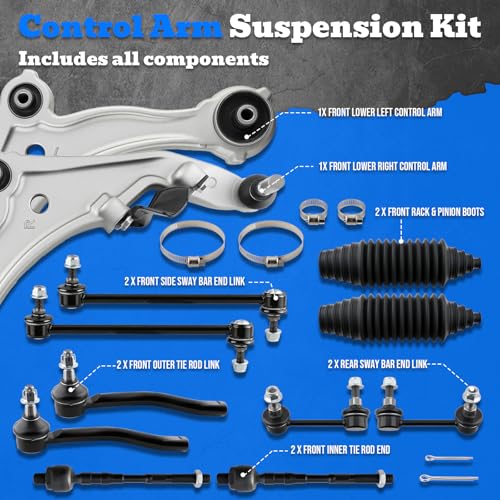 AUTOKAY 12PC Front Lower Control Arm Suspension kit for Nissan Maxima 09-14 - size: 20.67''×16.73''×6.3''