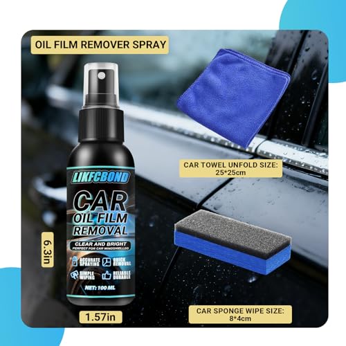 Oil Film Remover Spray for Car Windows 100ml, Shower Door Cleaner