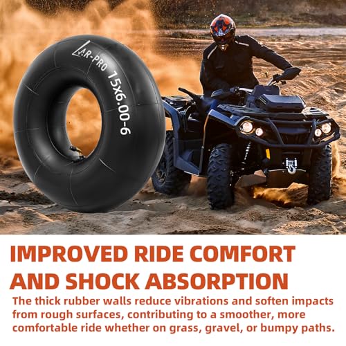 AR-PRO (2-Pack) 15x6.00-6" Inner Tubes with TR87 Bent Valve Stem – Replacement Heavy-Duty Tire Tubes for Lawn Mowers, Tractors, Wheelbarrows, Go-Karts, ATVs, Garden Utility Equipment - size: 15x6.00-6,TR-87